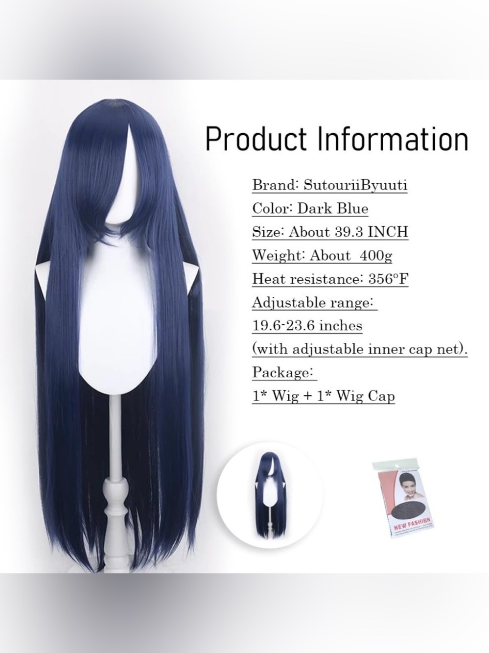 Long Straight Dark Blue Women’s Cosplay Costume Wig